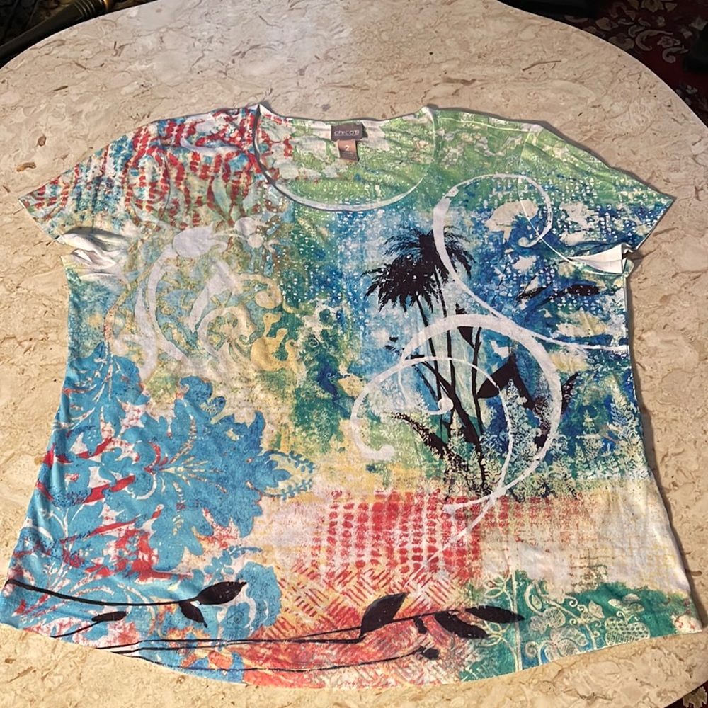 Chicos Hawaiian print top Size 2 multicolor